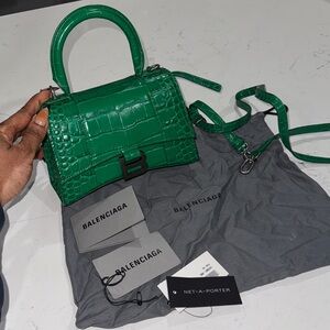 Balenciaga Vibrant Green Croc-Embossed Mini Bag
